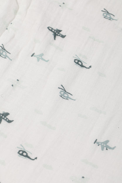 Wholesale Cotton Gauze Bath Towel Four-Layers Cotton Gauze Hook Edge Baby Bath Towel White Green Dot Color White Label Manufacturer