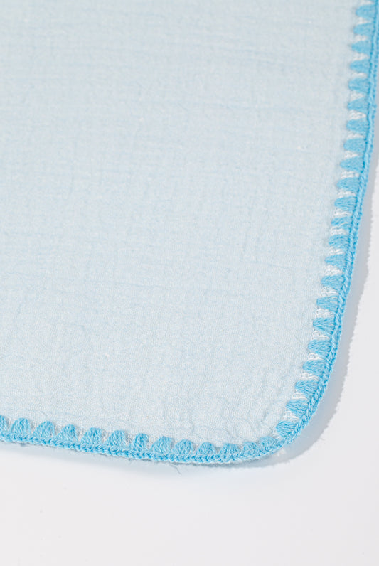 Wholesale 100% Cotton Gauze Baby Crocheted Hem Blanket White Label Manufacturer