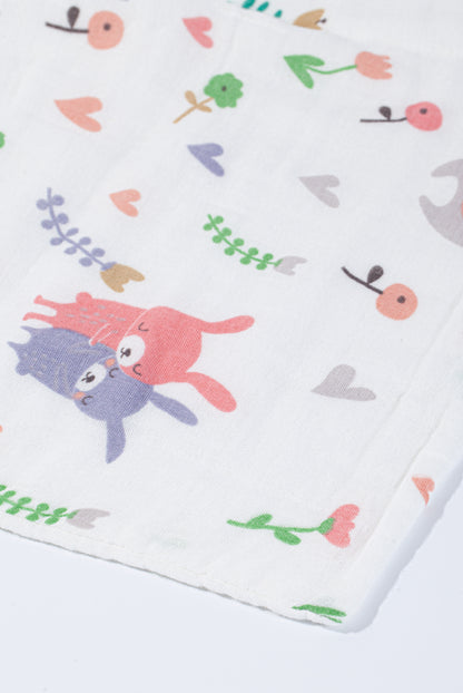Wholesale High Density Cotton Gauze Rabbit Pattern Bath Towel White Label Manufacturer